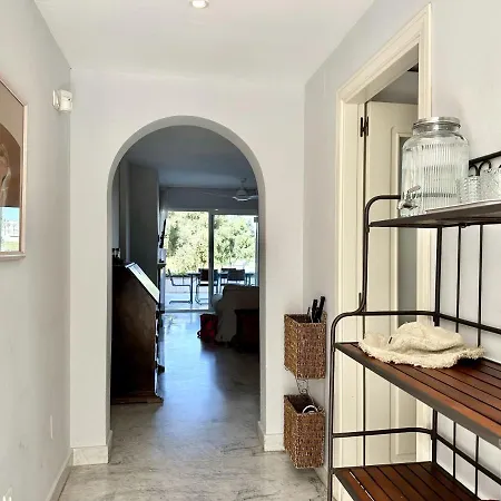 Blue House In Guadalmina Baja, With A Large Terrace Overlooking The Golf